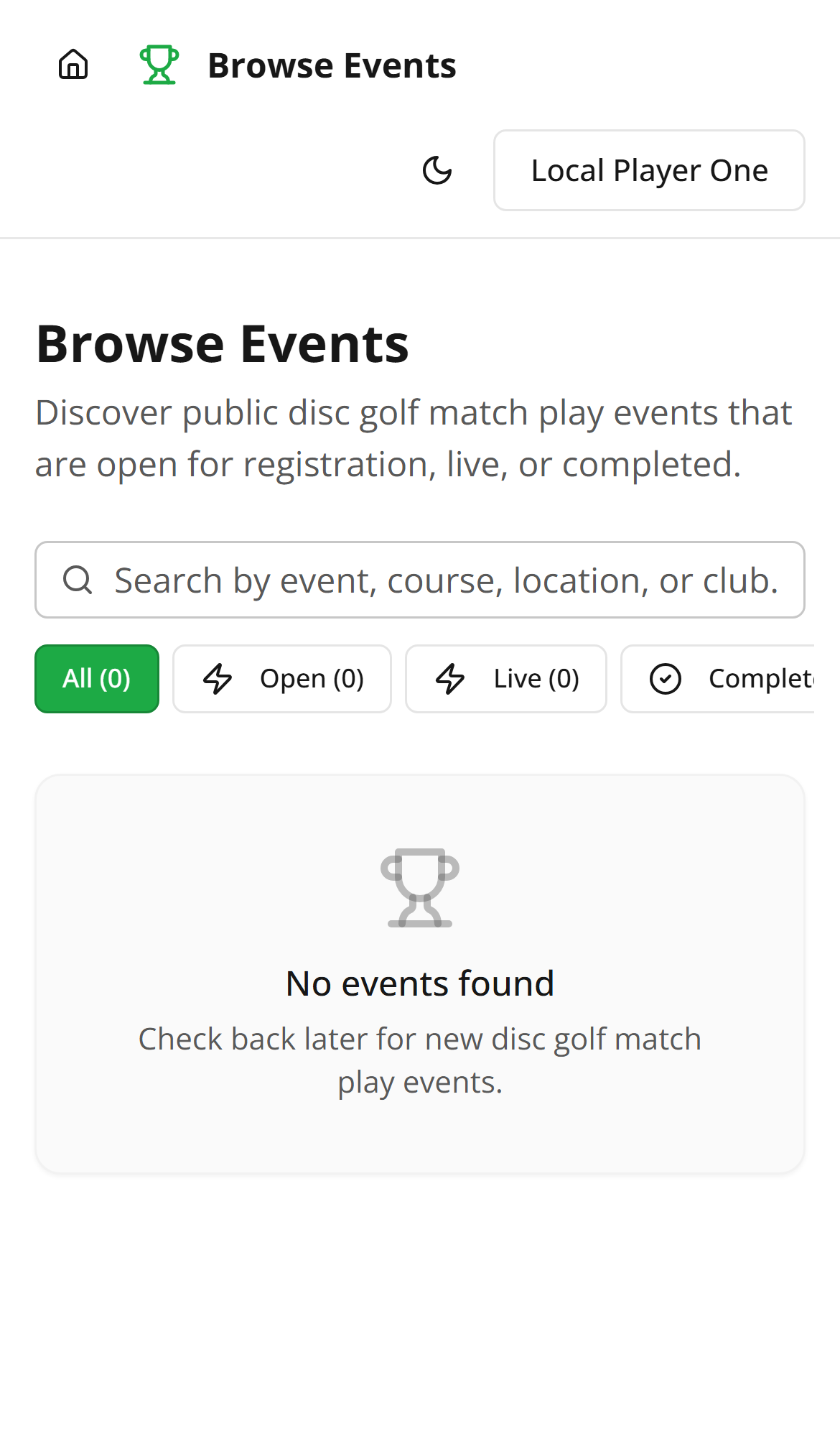 Kere open events screen